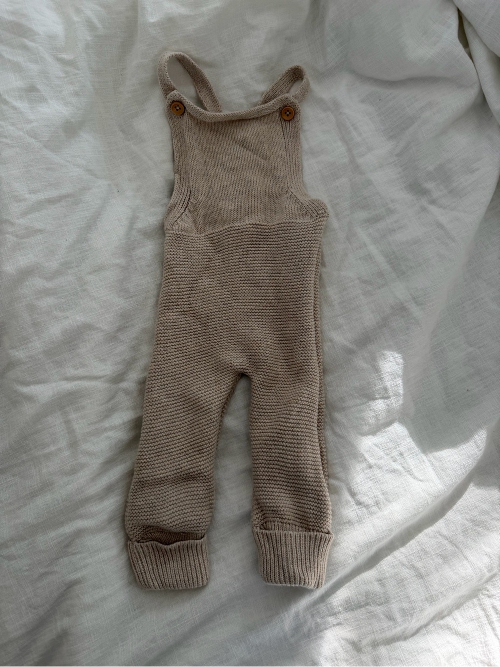 Jamie Kay Neutral Knit Overalls in Beige